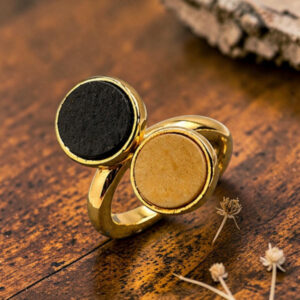 Black and white wooden ring