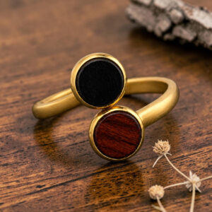 Black and white wooden ring