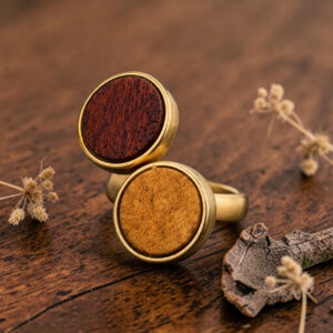 Purple and white wooden ring