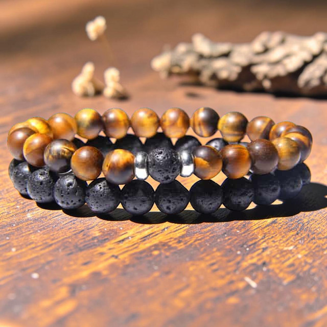 Houten armband met steen