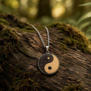 Wooden yin yang necklace